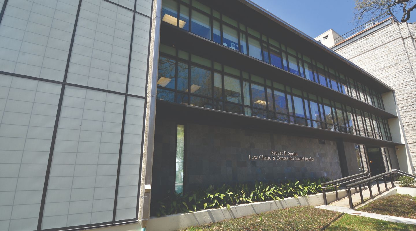 Outside, front of the law clinic building